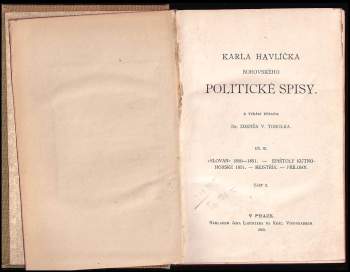 Karel Havlíček Borovský: Karla Havlíčka Borovského Politické spisy