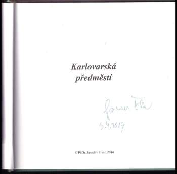 Jaroslav Fikar: Karlovarská předměstí