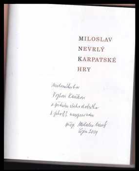 Miloslav Nevrlý: Karpatské hry