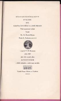 Antonín Sova: Kasta živořící a jiné prosy