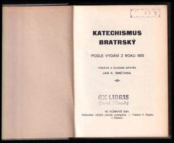 J. K Smetana: Katechismus bratrský
