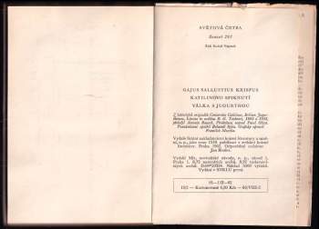 Gaius Crispus Sallustius: Katilinovo spiknutí ; Válka s Jugurthou