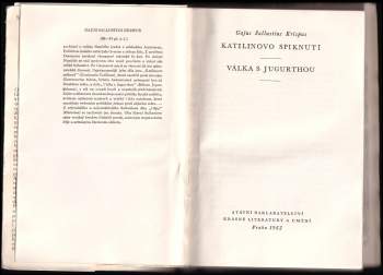 Gaius Crispus Sallustius: Katilinovo spiknutí ; Válka s Jugurthou