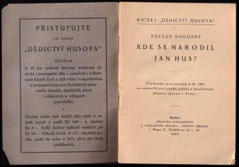 Václav Novotný: Kde se narodil Jan Hus?