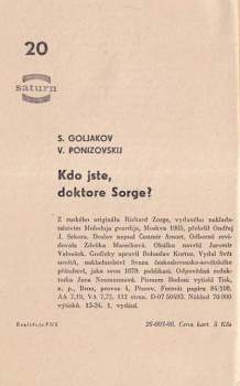 Sergej Michajlovič Goljakov: Kdo jste, doktore Sorge?