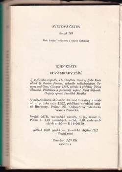 John Keats: Když mraky září