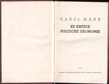 Karl Marx: Ke kritice politické ekonomie