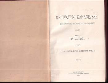 Jan Hejčl: Ke svatyni Kananejské