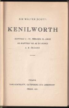 Walter Scott: Kenilworth I.-II.