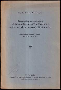 Keramika ve sbírkách "Německého musea" v Mnichově a "Germánského musea" v Norimberku