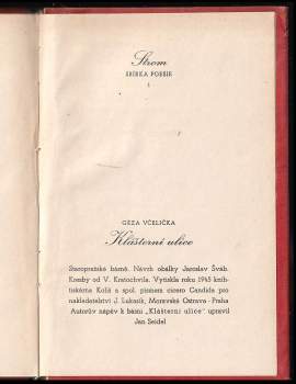 Géza Včelička: Klášterní ulice