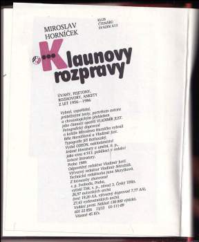 Miroslav Horníček: Klaunovy rozpravy