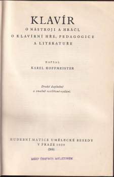 Karel Hoffmeister: Klavír