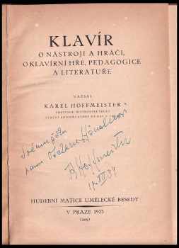 Karel Hoffmeister: Klavír