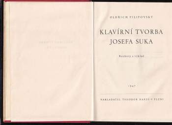 Oldřich Filipovský: Klavírní tvorba Josefa Suka