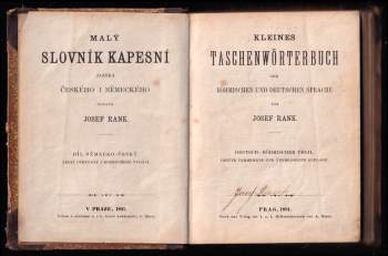 Josef Rank: Kleines Taschenwörterbuch der böhmischen und deutschen Sprache