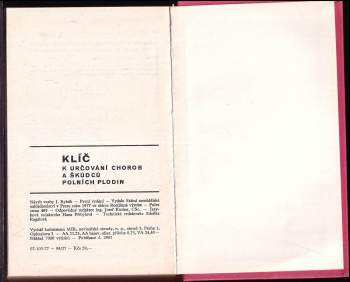 Josef Šedivý: Klíč k určování chorob a škůdců polních plodin