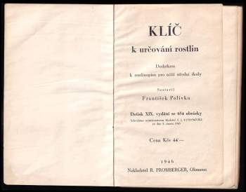 František Polívka: Klíč k určování rostlin