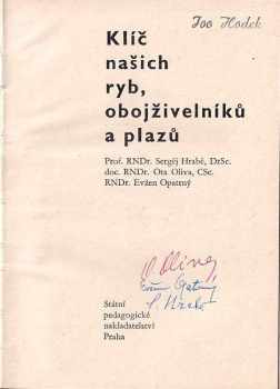 Sergej Hrabě: Klíč našich ryb, obojživelníků a plazů