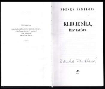 Zdenka Fantlová: Klid je síla, řek' tatínek