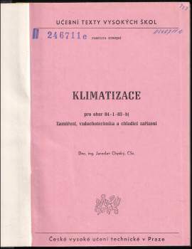 Jaroslav Chyský: Klimatizace pro obor zaměření, vzduchotechnika a chladicí zařízení