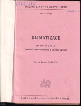 Jaroslav Chyský: Klimatizace pro obor zaměření, vzduchotechnika a chladicí zařízení