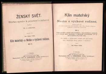 Antonín Konstantin Viták: Klín mateřský, čili, Nauka o výchově rodinné, kterak totiž děti od početí a narození až do čtvrtého roku věku tělesně a duševně ošetřovati a rozumně vychovávati