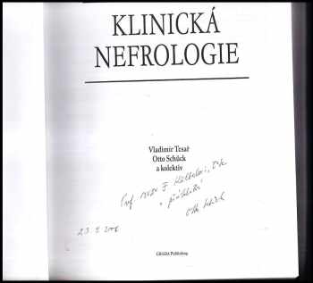 Otto Schück: Klinická nefrologie - DEDIKACE AUTORA