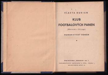 Vlasta Burian: Klub footbalových panen