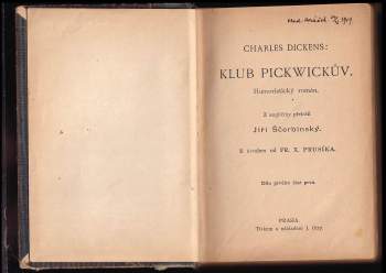 Charles Dickens: Klub Pickwickův