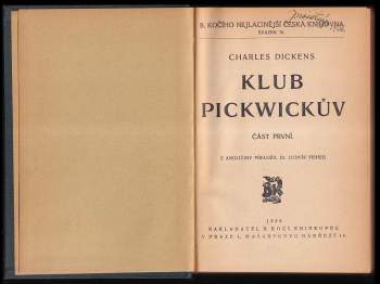 Charles Dickens: Klub Pickwickův