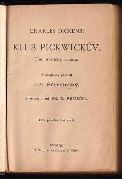 Charles Dickens: Klub Pickwickův
