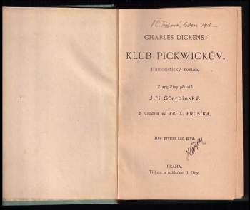 Charles Dickens: Klub Pickwickův