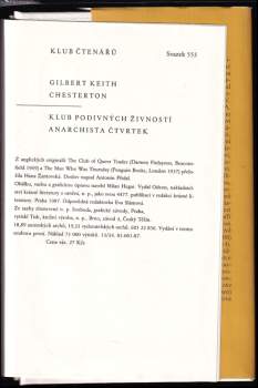G. K Chesterton: Klub podivných živností ; Anarchista Čtvrtek