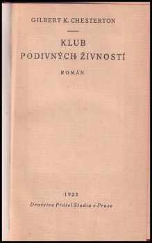 G. K Chesterton: Klub podivných živností : román