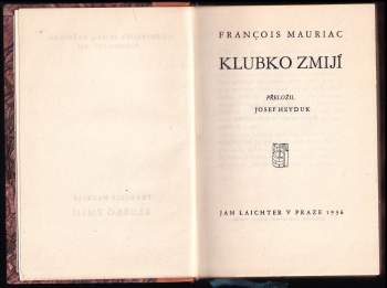 François Mauriac: Klubko zmijí