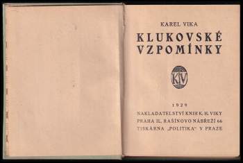Karel Vika: Klukovské vzpomínky