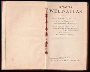 Johannes Riedel: Knaurs Welt-Atlas. 40 farbige Haupt- und Nebenkarten und 90 statistische und Spezialkarten