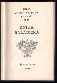 Antonín Sova: Kniha baladická