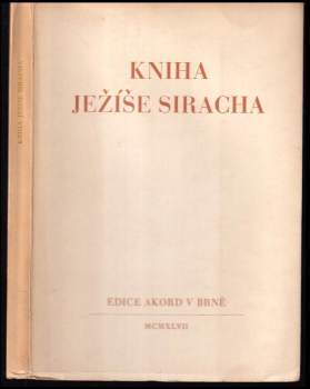 Josef Heger: Kniha Ježíše Siracha
