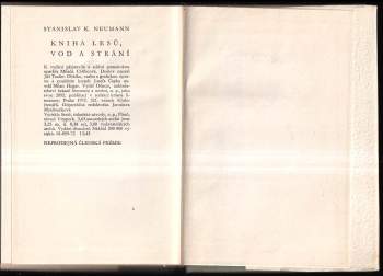 Stanislav Kostka Neumann: Kniha lesů, vod a strání