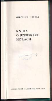 Miloslav Nevrlý: Kniha o Jizerských horách