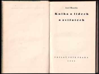 Axel Munthe: Kniha o lidech a zvířatech