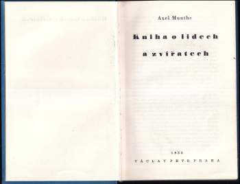 Axel Munthe: Kniha o lidech a zvířatech