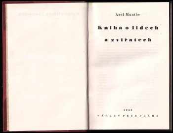 Axel Munthe: Kniha o lidech a zvířatech