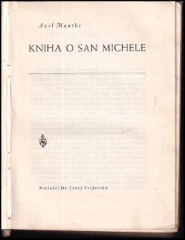 Axel Munthe: Kniha o San Michele