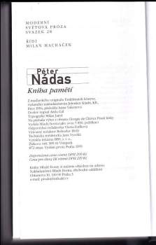 Péter Nádas: Kniha pamětí