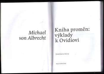 Michael von Albrecht: Kniha proměn