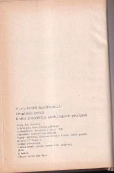Marie Janků-Sandtnerová: Kniha rozpočtů a kuchařských předpisů