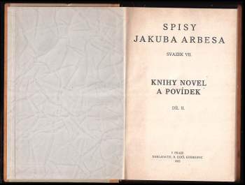 Jakub Arbes: Knihy novel a povídek
